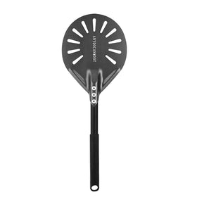 ANYDOCANMOOT perforated pizza peel with long handle for easy oven transfers.