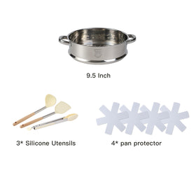 Anymark 11-inch covered frypan with transparent lid for easy meal monitoring.