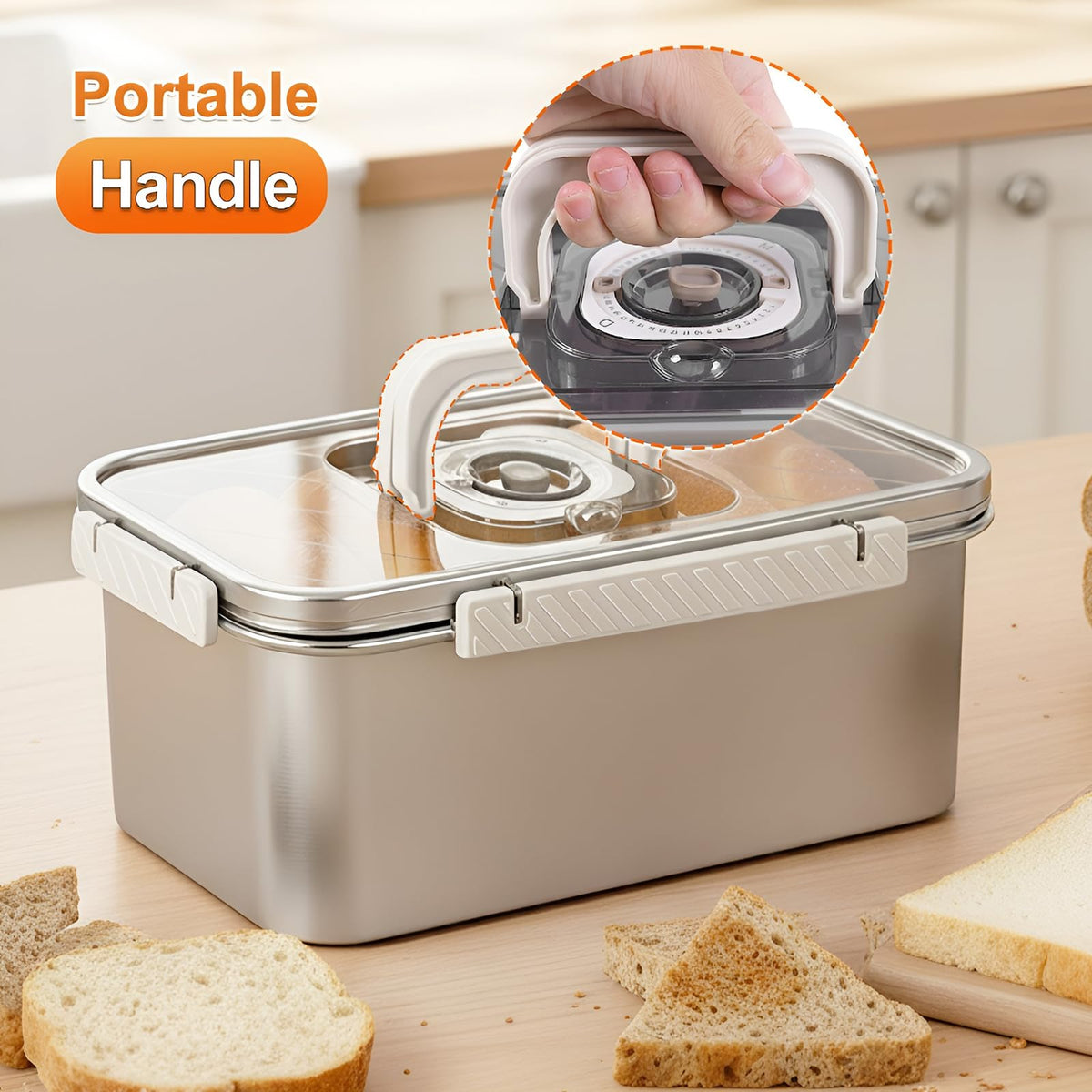 ANYPROLUS bread box interior shows ample storage space