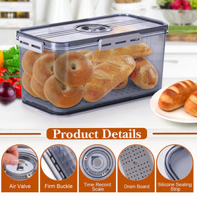 ANYPROLUS bread box lid open showing wide mouth for quick retrieval.