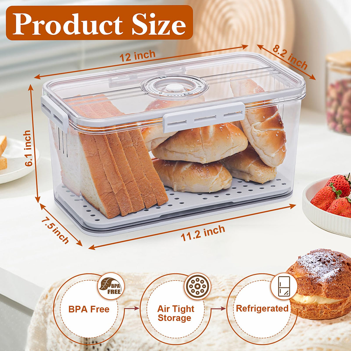 ANYPROLUS bread box time-dial shows storage date for easy freshness planning.