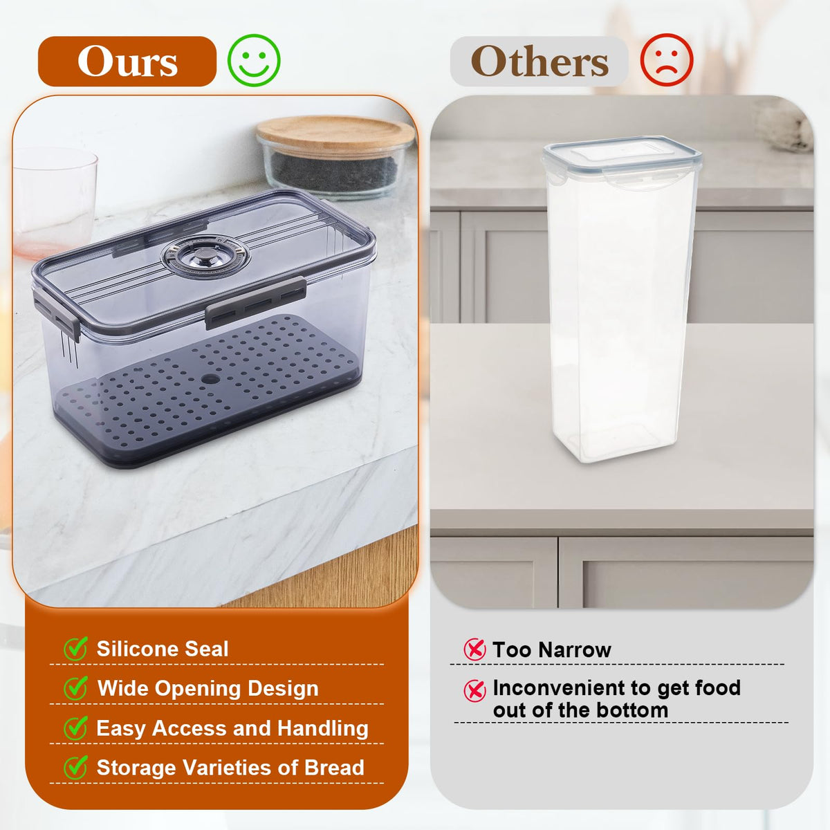 ANYPROLUS multi-use bread box helps extend storage time and reduce waste.