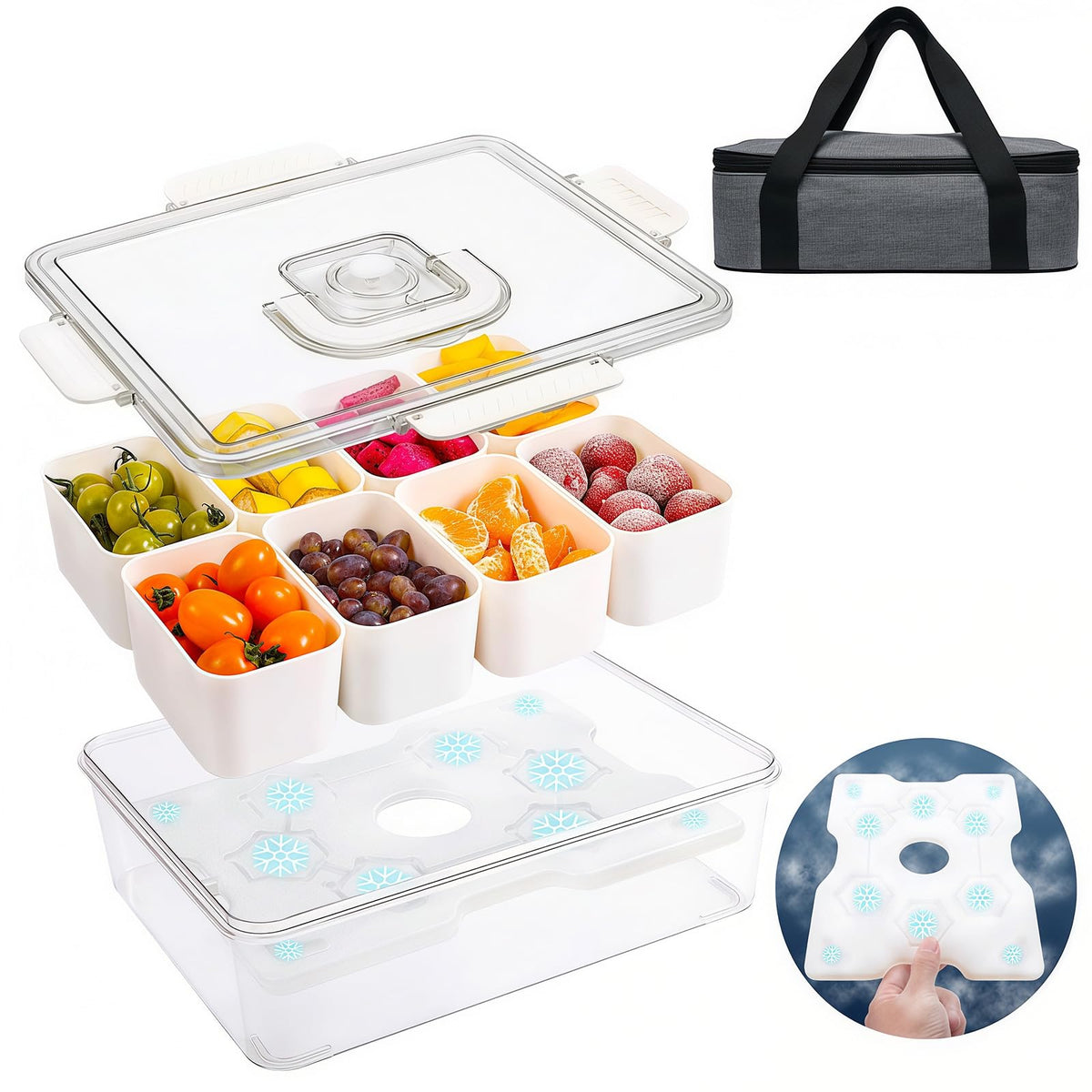 ANYPROLUS Snackle Box with 8 compartments keeps snacks organized for on-the-go meals