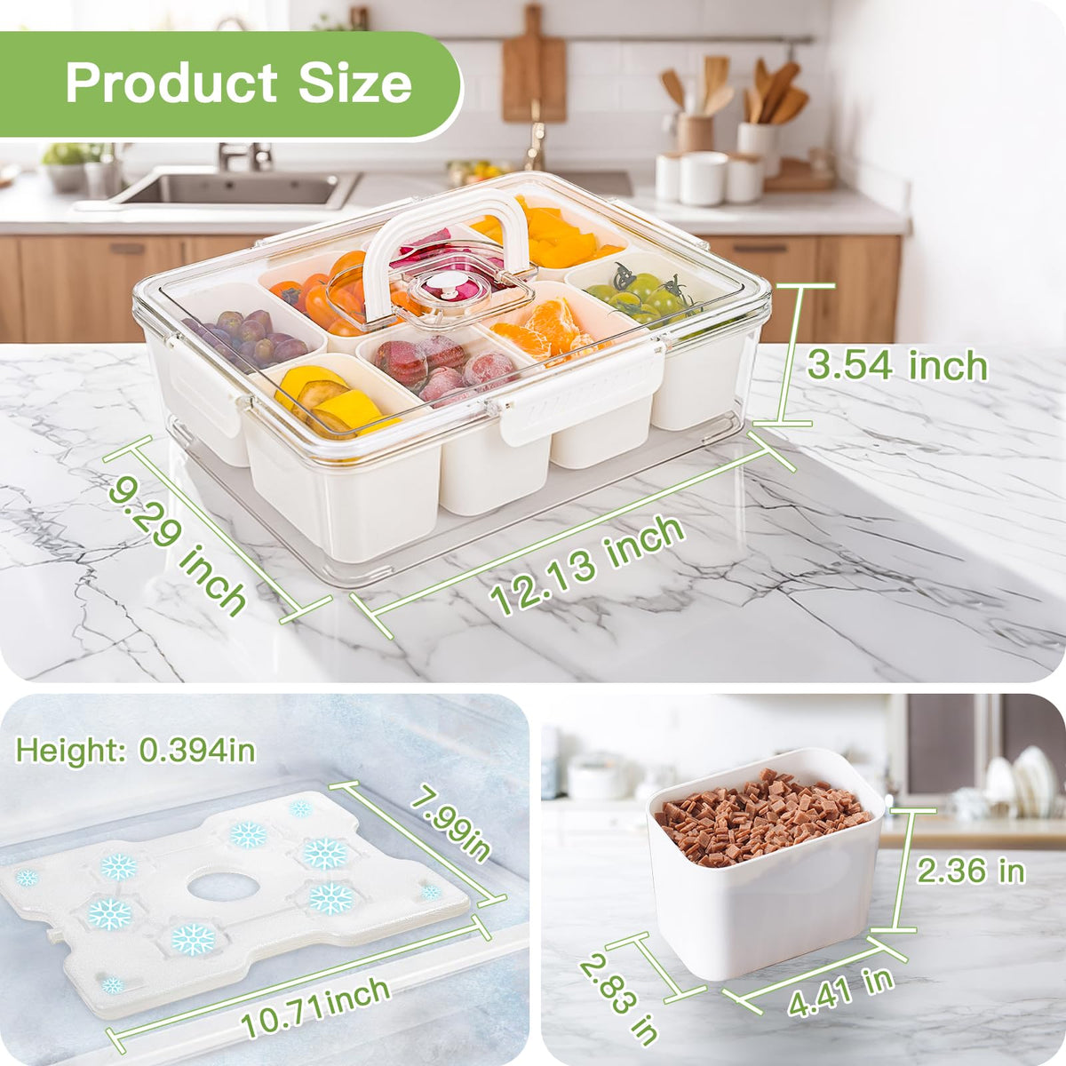 ANYPROLUS organized food tray separates fruits, veggies, and snacks neatly