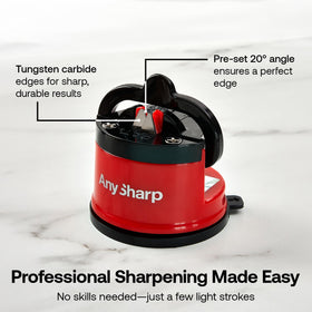 AnySharp 20-degree pre-set angle for a consistent blade edge.