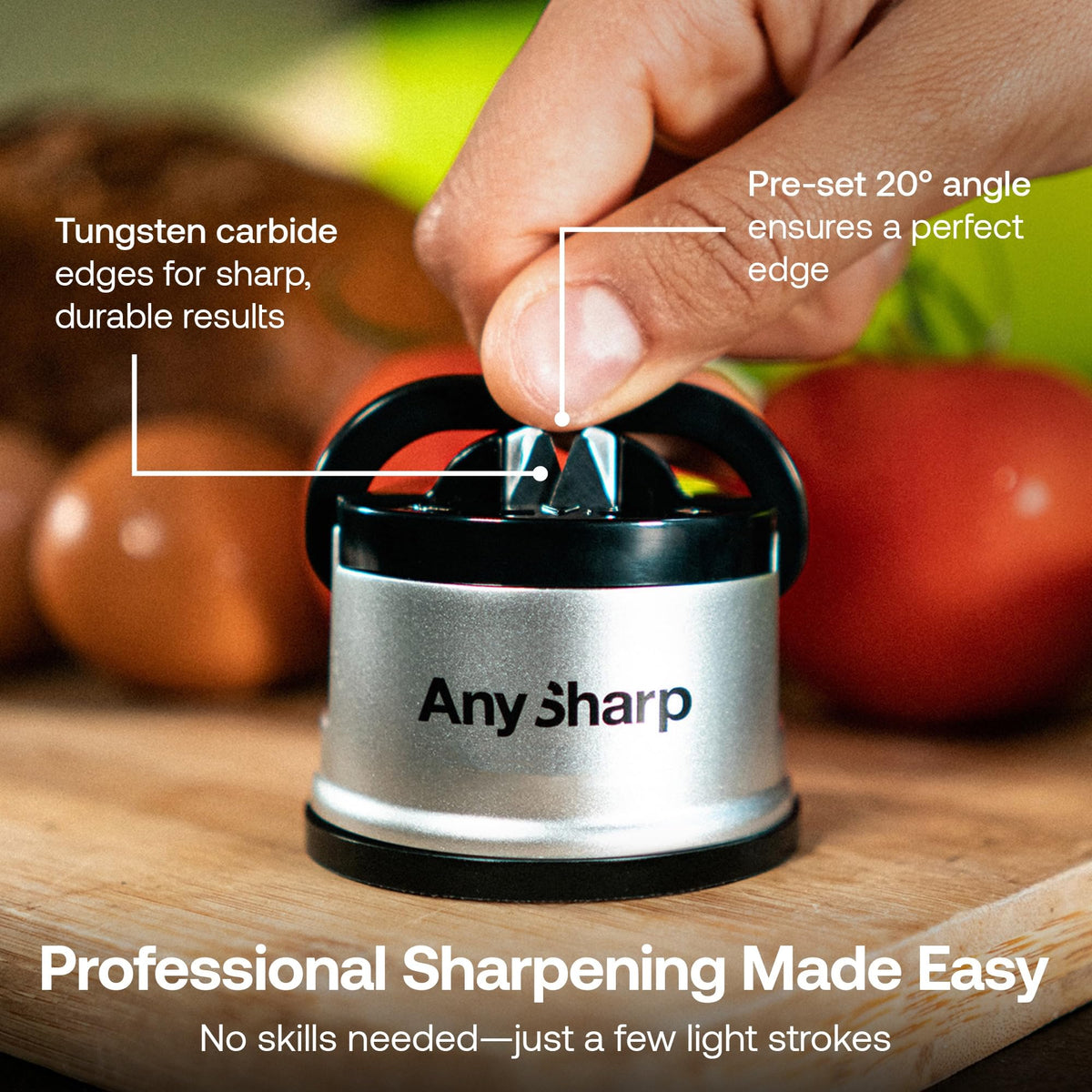 AnySharp GLOBAL 20-degree pre-set angle guides effortless sharpening every time
