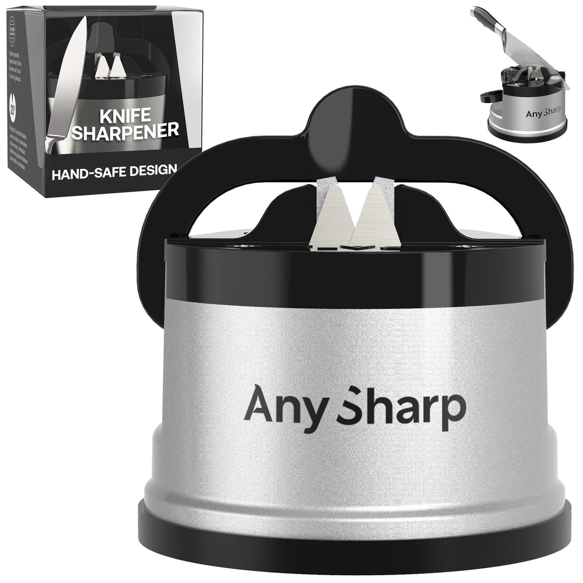 AnySharp GLOBAL hands-free sharpener base for stable sharpening on a smooth countertop