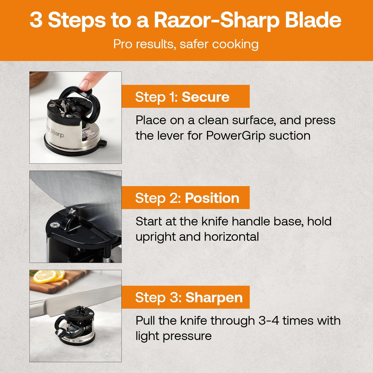 AnySharp GLOBAL sleek silver finish adds a modern touch to your kitchen