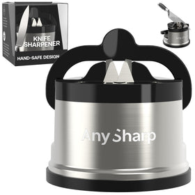 AnySharp PRO hands-free sharpener top view for safe, effortless knife sharpening.