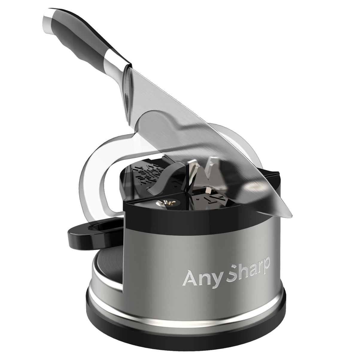 AnySharp PRO knife sharpening action demonstrates rapid edge revival.