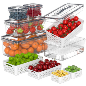 Anysig 5-pack fridge storage containers with rectangular design for space-saving organization