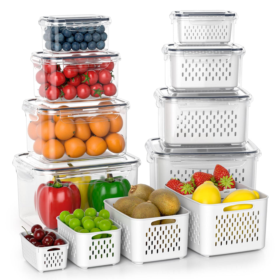 Anysig fruit storage container with removable colander for longer lasting freshness