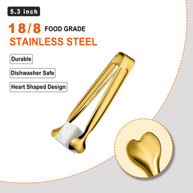 ANYTRP stainless steel gold tongs offering sturdy grip for desserts and cheeses.