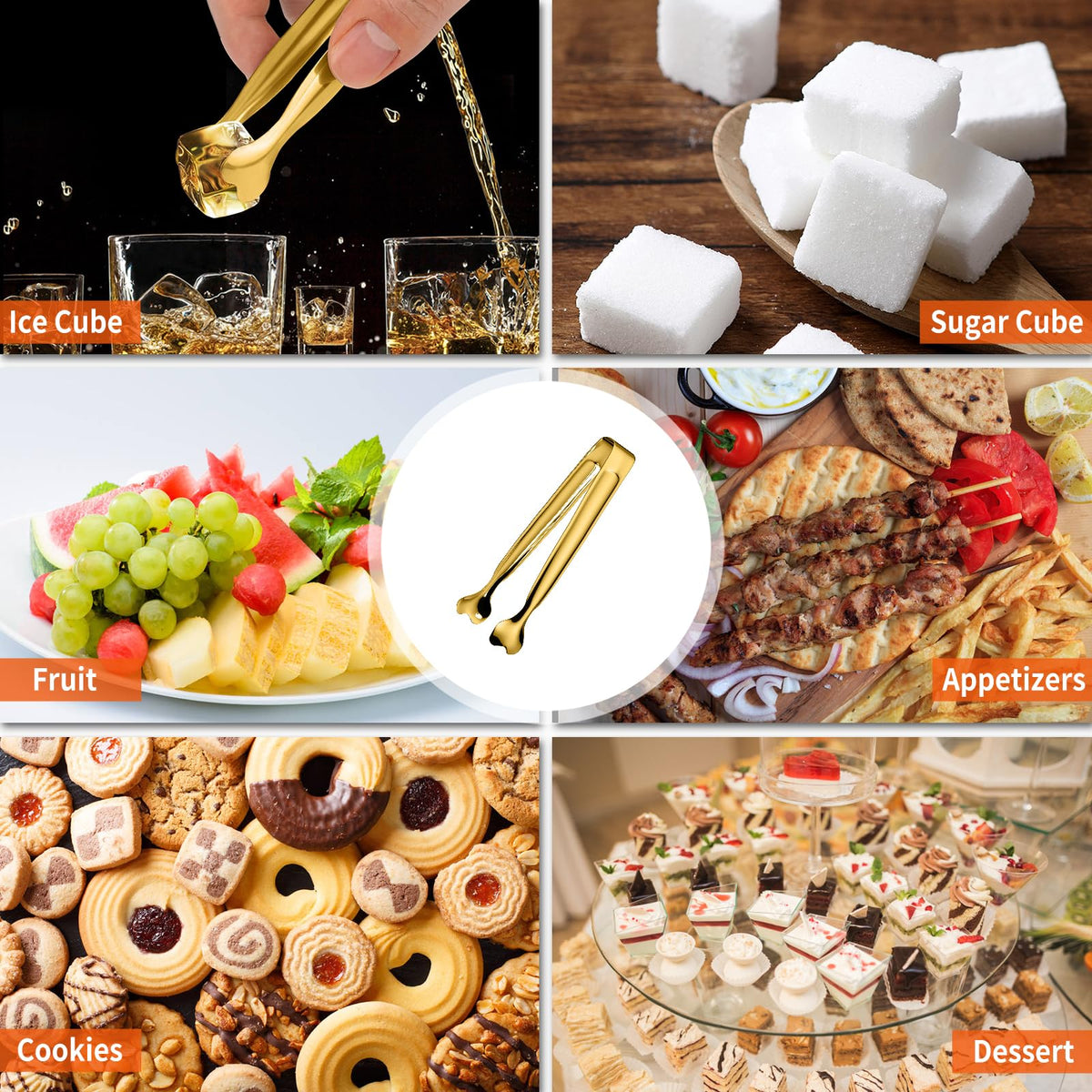 ANYTRP tea party dessert tongs for sugar cubes, cookies, and small bites.