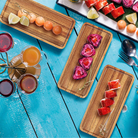 Anyvape trays arranged on a coffee table for decor and light snacks.