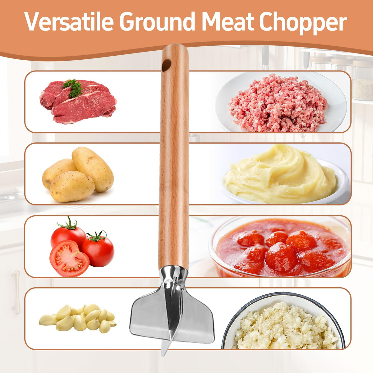 ANZIUS kitchen tool supports versatile meat, potato, and fruit prep.