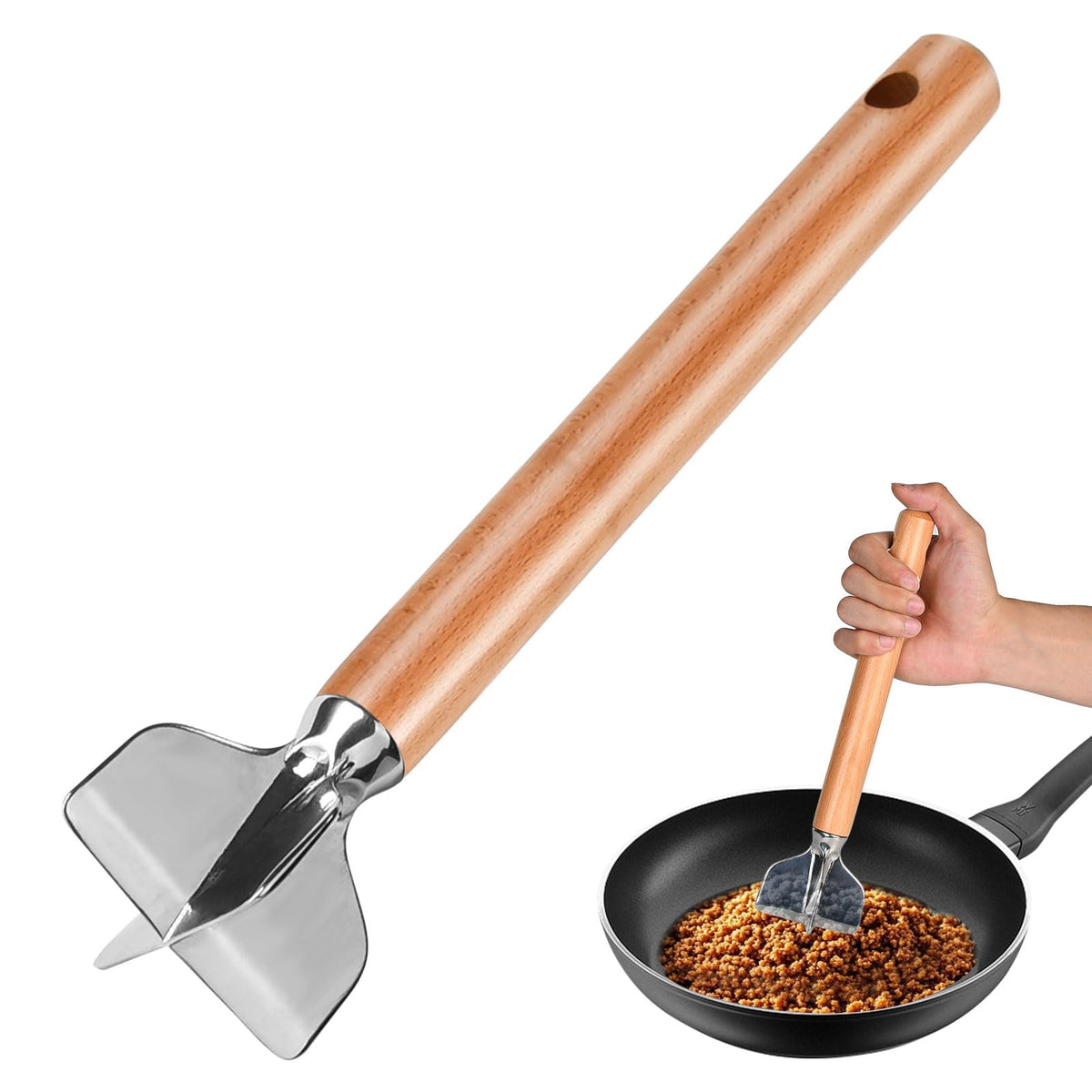 ANZIUS stainless steel meat chopper head for durable mashing.