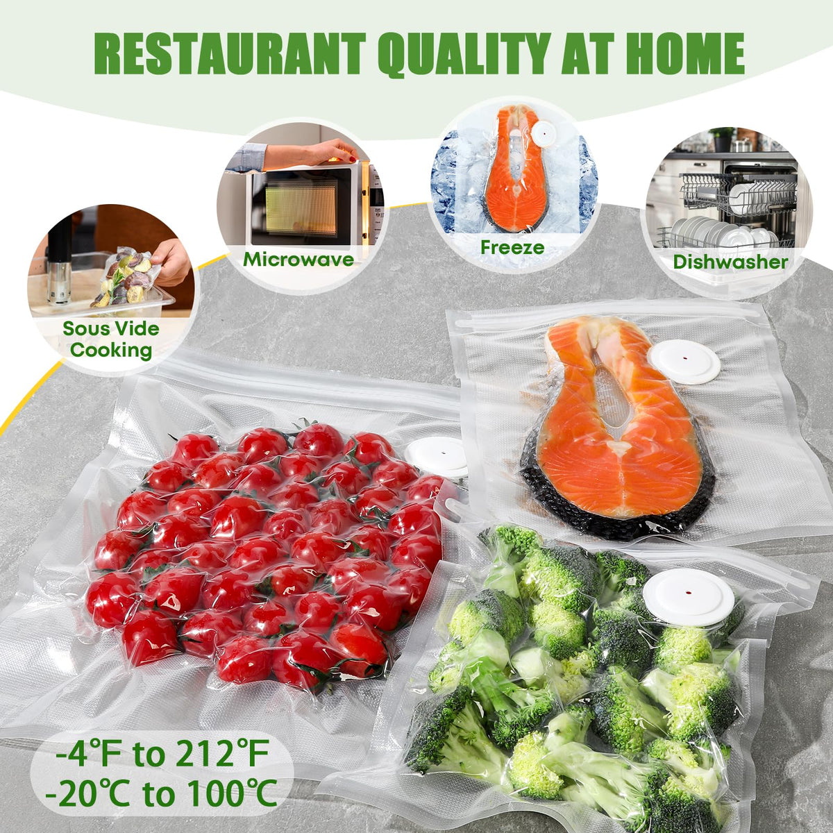 ANZKTOS sous vide ready bags preserve moisture and flavor in precise cooking.