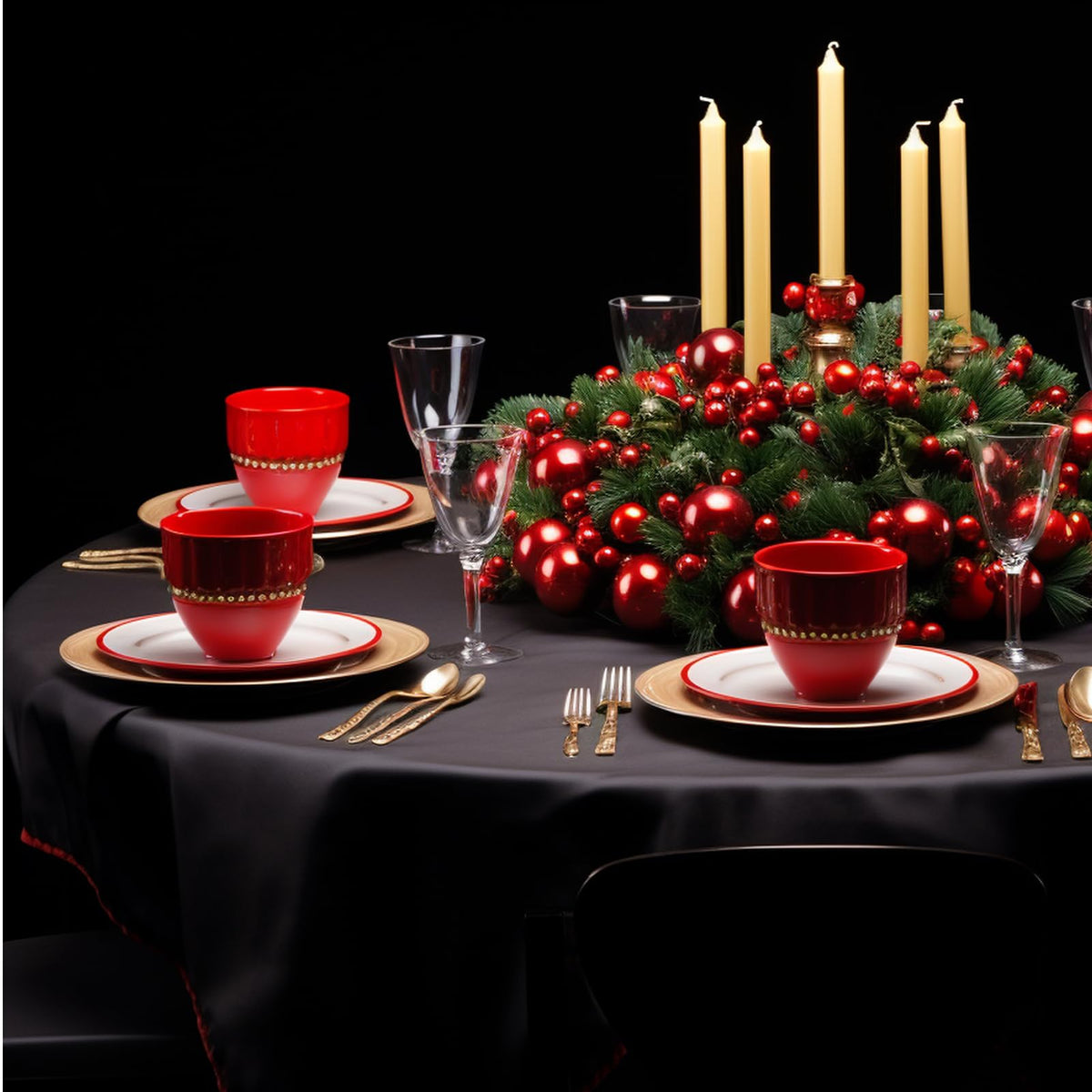 Wedding banquet setup with Aocoz circular tablecloth for elegant contrast