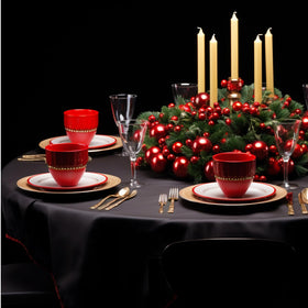 Wedding banquet setup with Aocoz circular tablecloth for elegant contrast