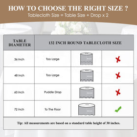 Aocoz round tablecloth 132-inch white showcases soft drape and easy cleanup