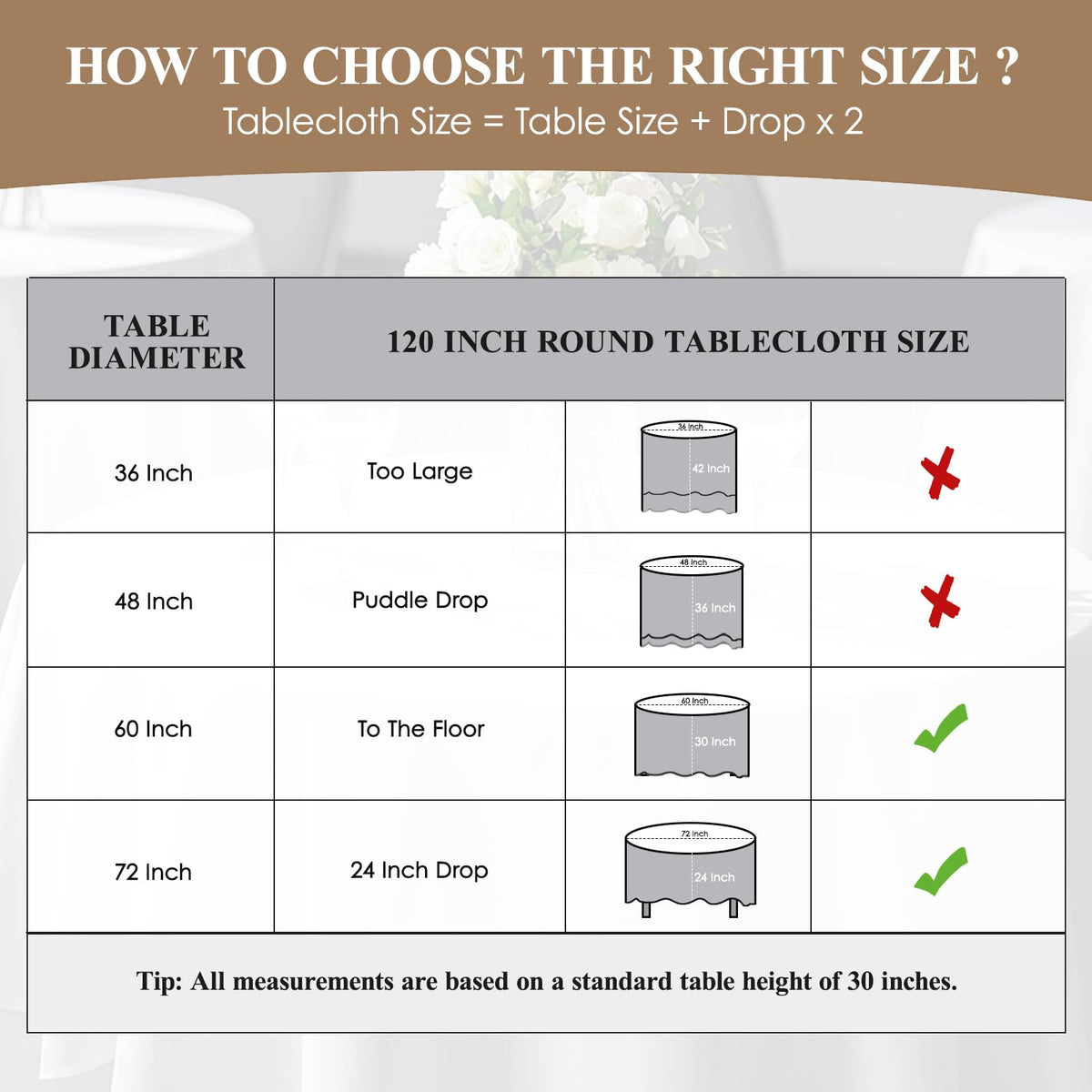 Aocoz round tablecloth-draped-table-setup highlights soft drape and elegant dining ambiance.
