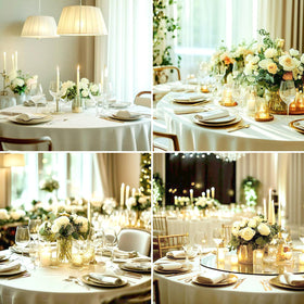 Aocoz ivory banquet arrangement with tablecloth for versatile events