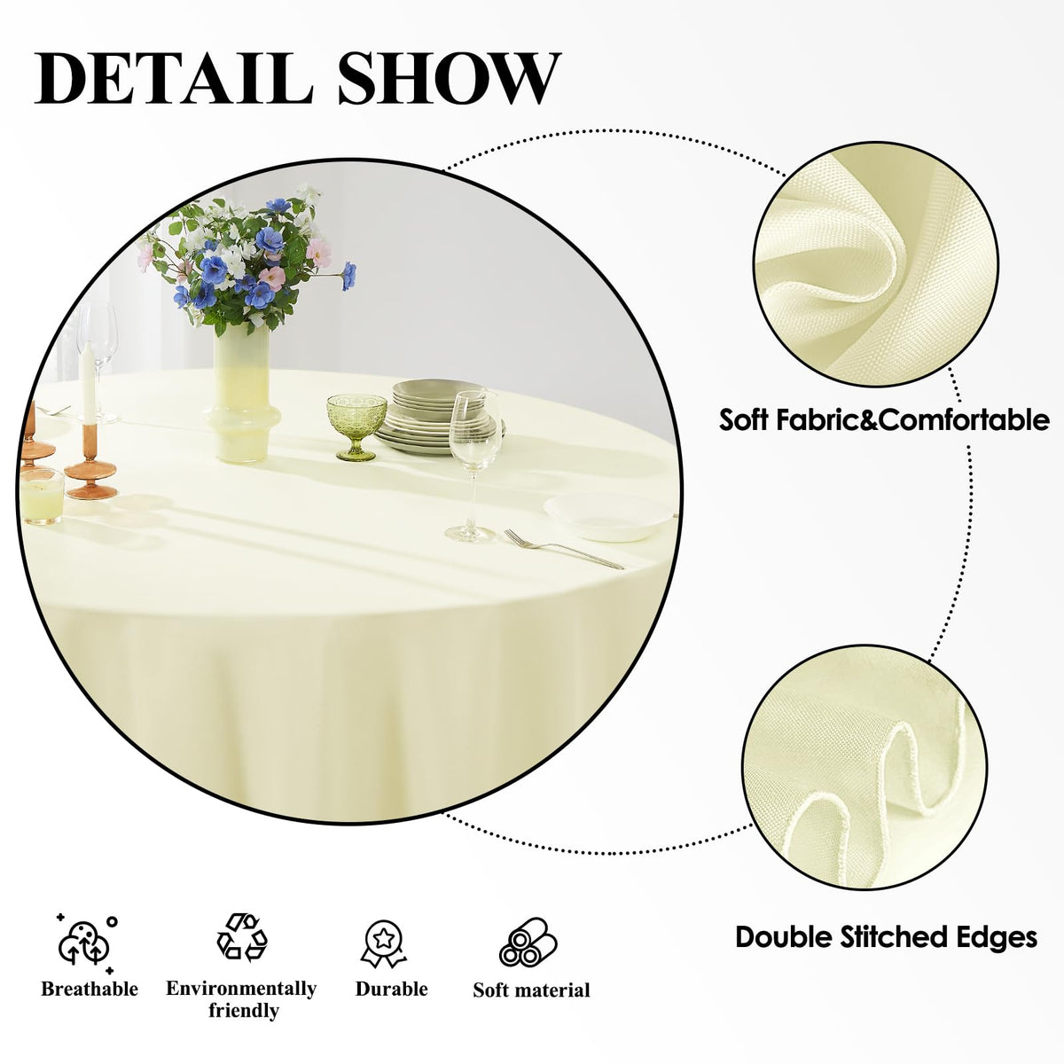 Aocoz ivory tablecloth used for crafts and family activities