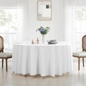 Aocoz round tablecloth wedding setup with washable fabric and lasting appeal