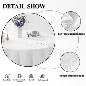 Aocoz round tablecloth white dining room look enhances warm ambiance.