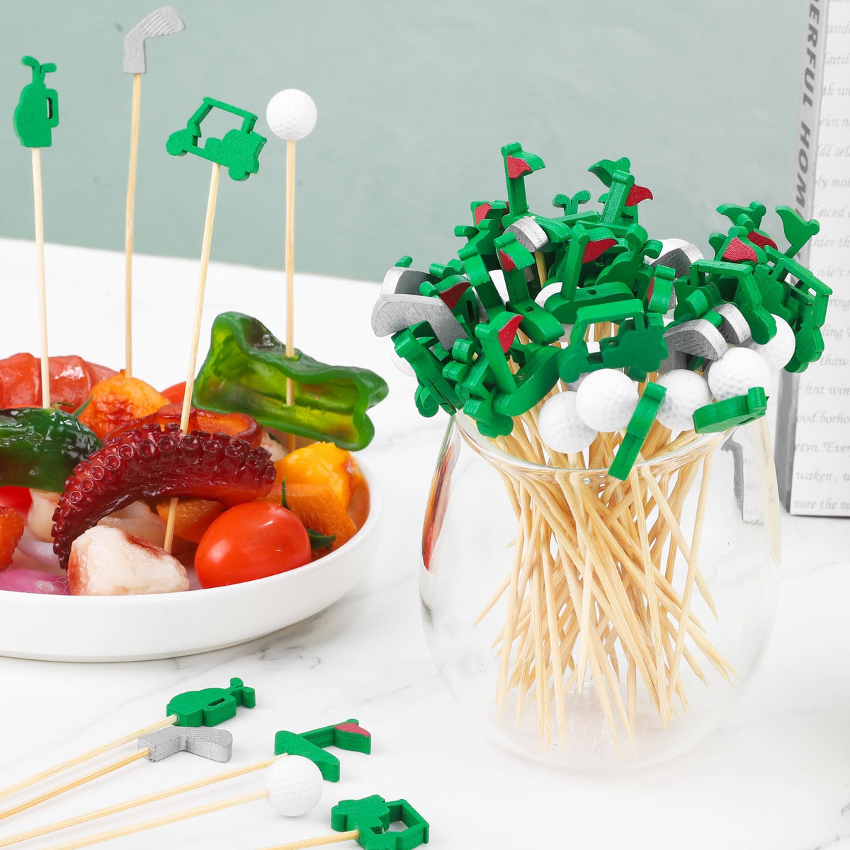 Aodaer finishing-flag picks provide a sporty accent for desserts.