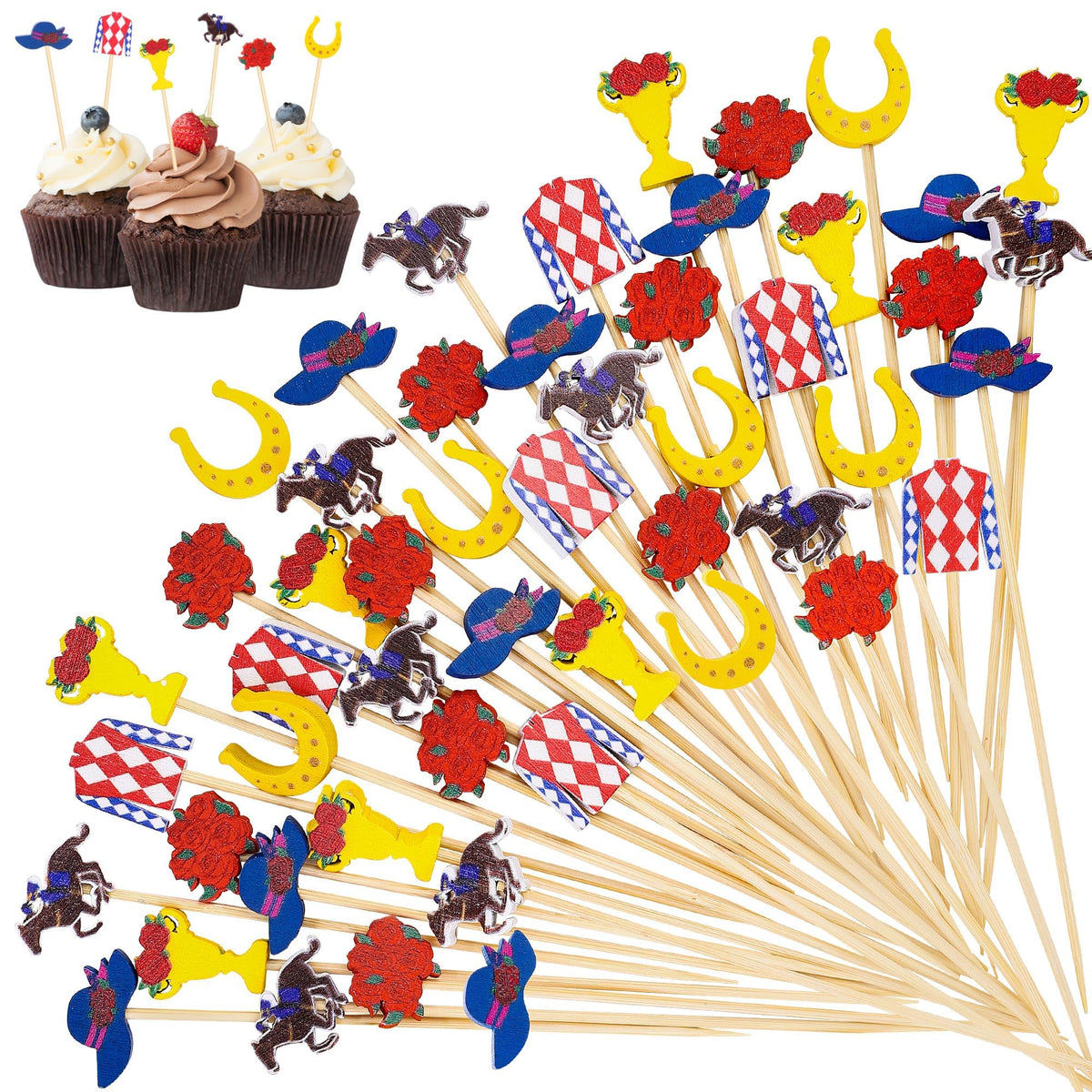 Aodaer horseshoe design pick enhances Derby desserts with classic flair