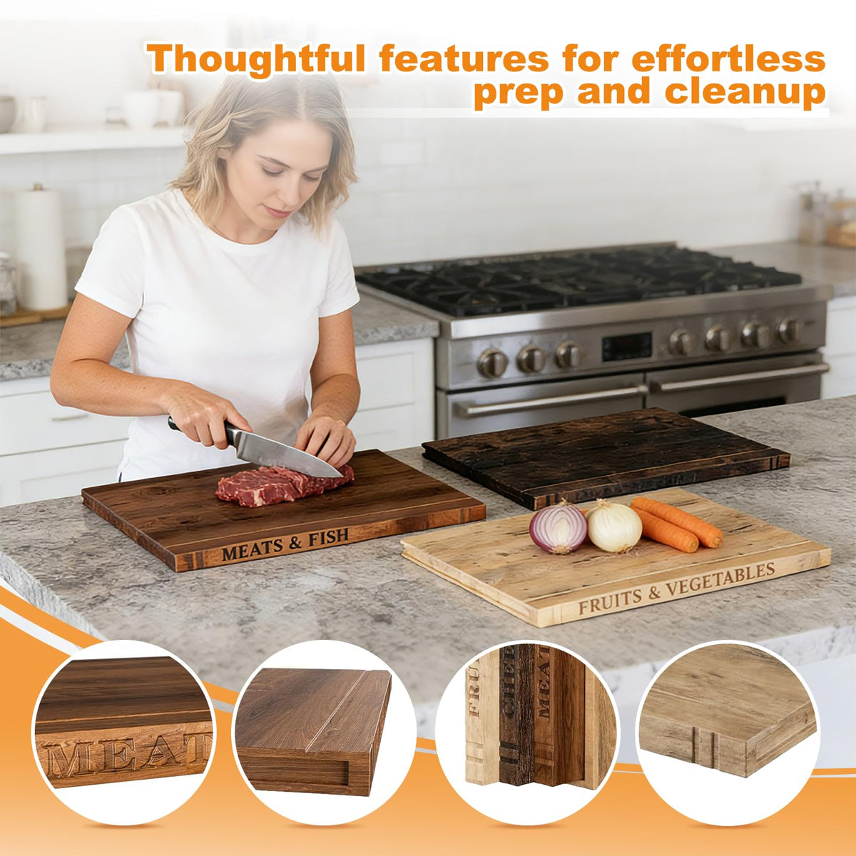AODANC Fruits & Vegetables board ideal for prep and vibrant display.