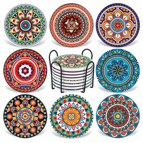 AODINI mandala coaster pattern 1 protecting furniture from spills and heat