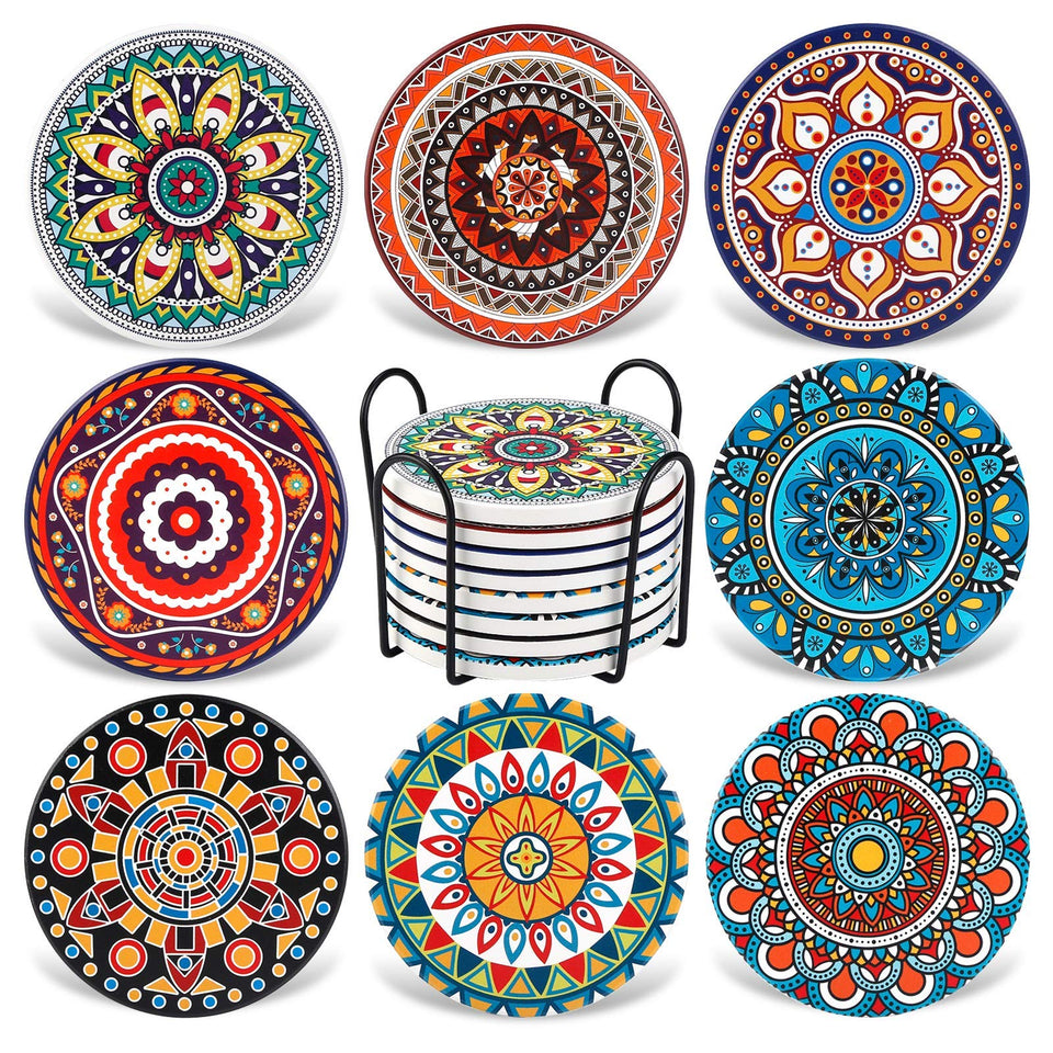 AODINI mandala coaster pattern 1 protecting furniture from spills and heat