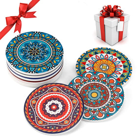 AODINI mandala coaster pattern 3 absorbent surface for coffee and juice