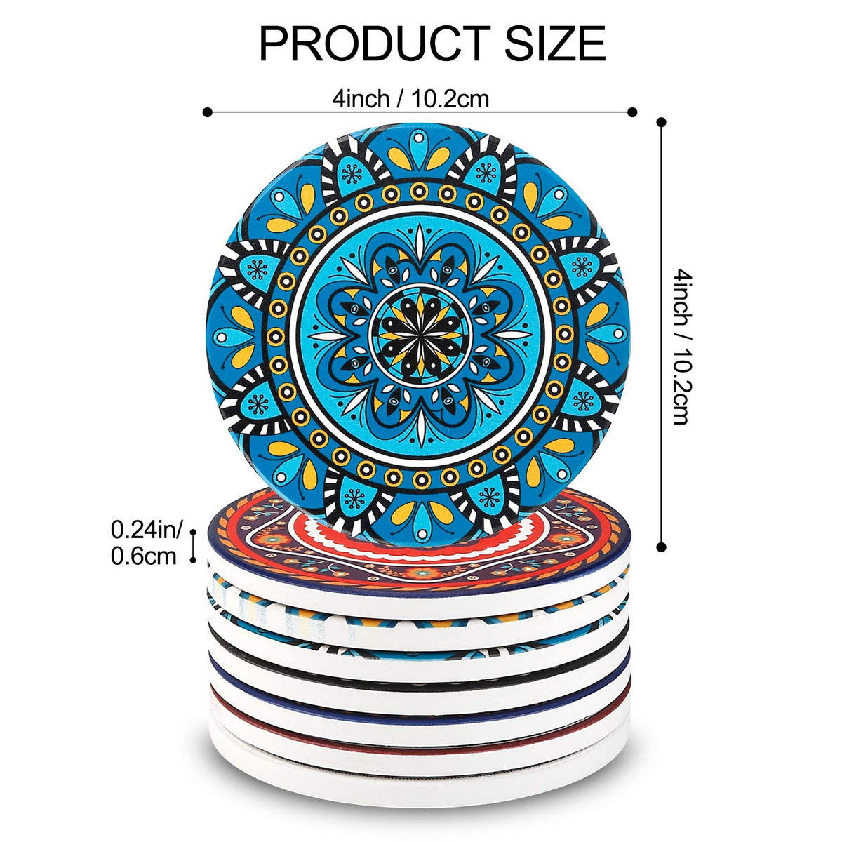 AODINI mandala coaster pattern 4 cork-backed grip prevents slips