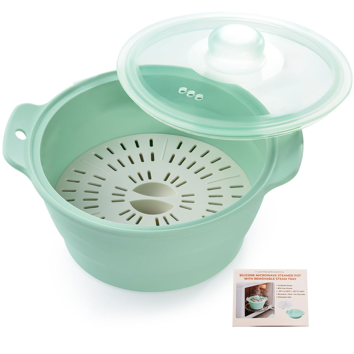 AODISTUCE collapsible steamer lid for easy monitoring during microwave cooking
