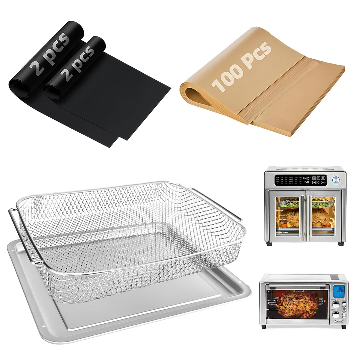 AODPWEN air fryer basket for Emeril Lagasse 26qt promoting even cooking and crisp results.