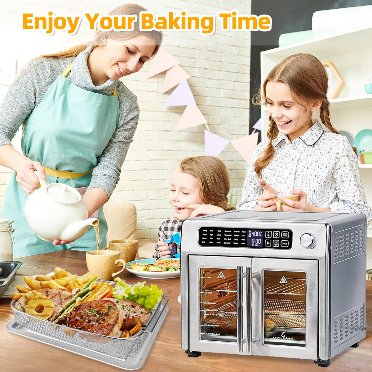 AODPWEN multi-functional set for air frying, baking, roasting, and more.