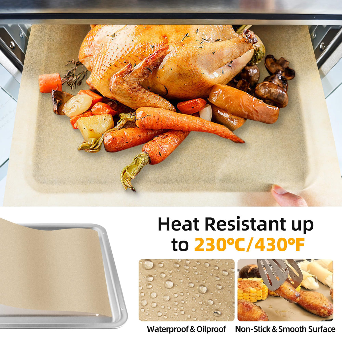 AODPWEN reusable teflon mats support nonstick cooking and easy washing.