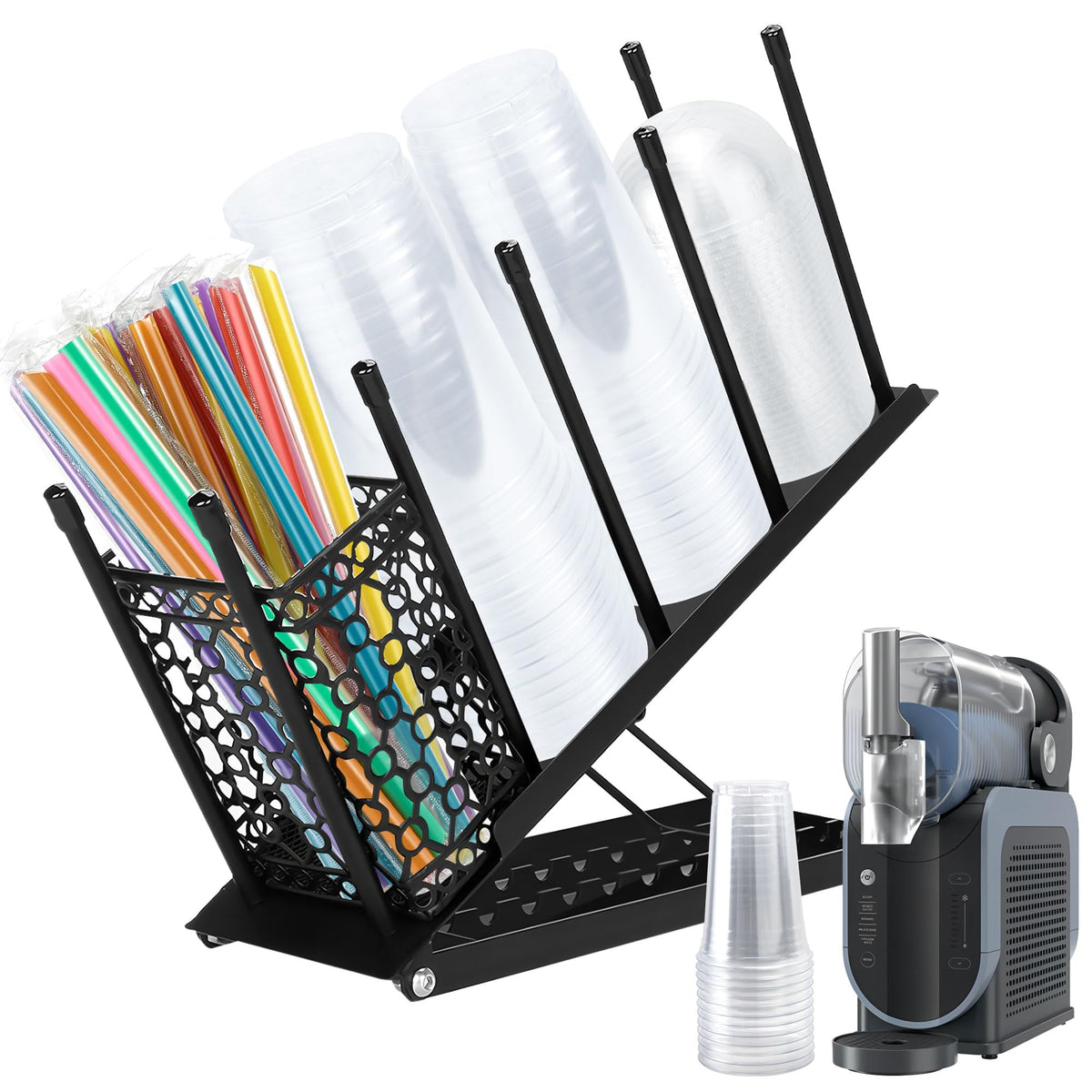 AODPWEN cup and lid holder for Ninja Slushie FS301 keeps cups steady during use.