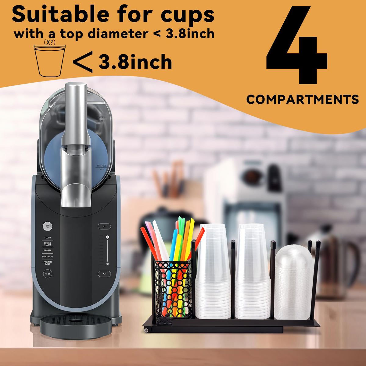 AODPWEN four-compartment high-capacity organizer streamlines cup and accessory storage.