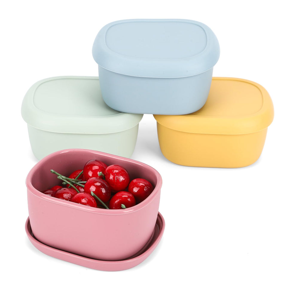 AOEDEO 4-pack silicone snack containers with lids for fresh school lunches
