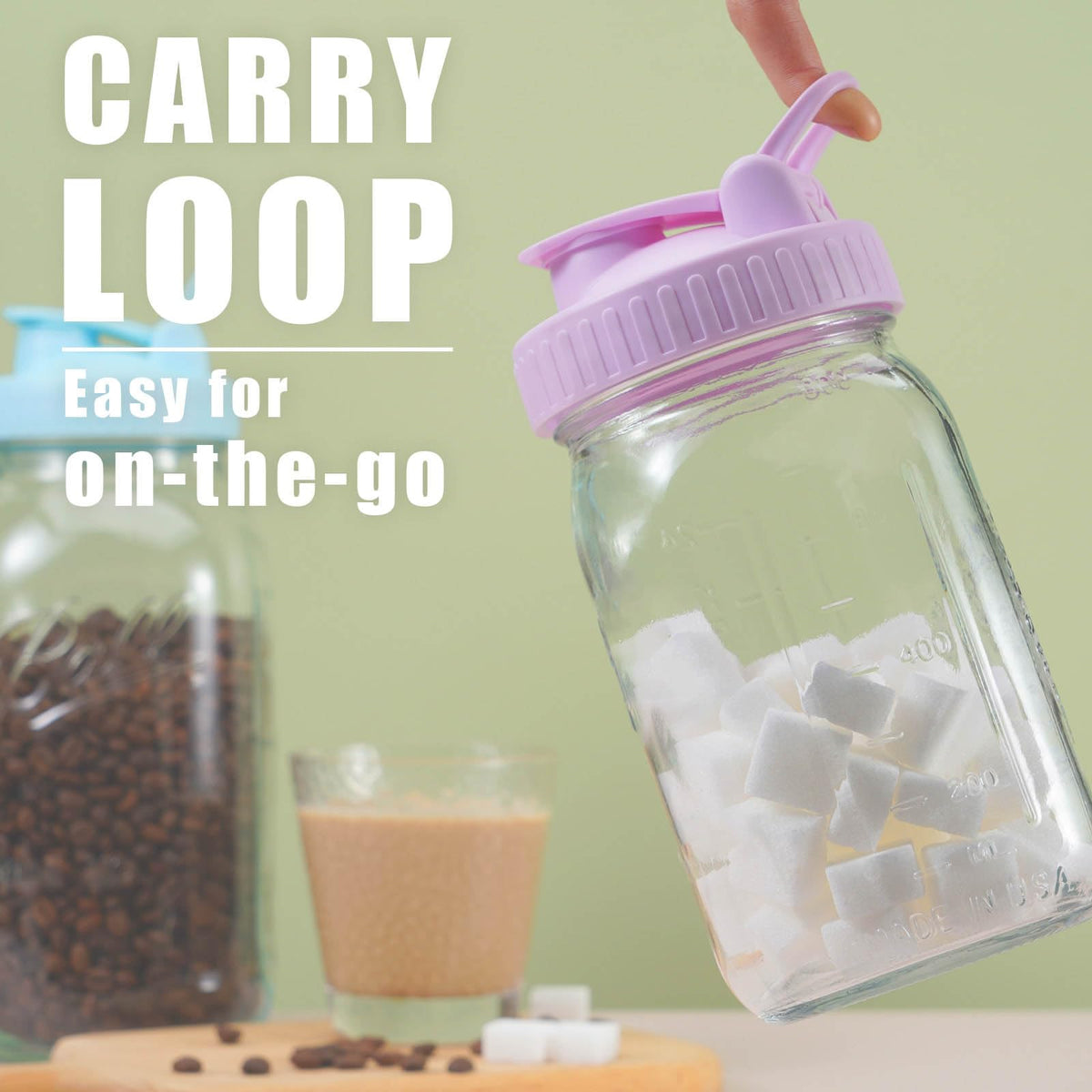 AoeJarry flip-top pour spout lid showing easy pouring and handle design