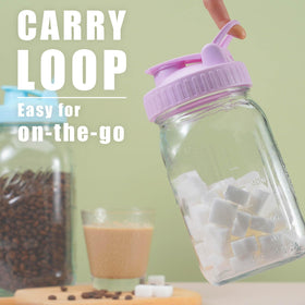 AoeJarry flip-top pour spout lid showing easy pouring and handle design