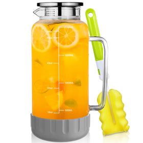 Aofmee 68oz glass pitcher with lid and handle for iced beverages.