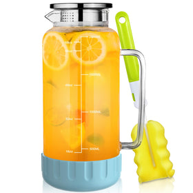 Aofmee 68oz glass pitcher with lid, ideal for fridge beverages.
