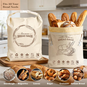 Aofmee beeswax bread bag beeswax lining provides a breathable natural seal