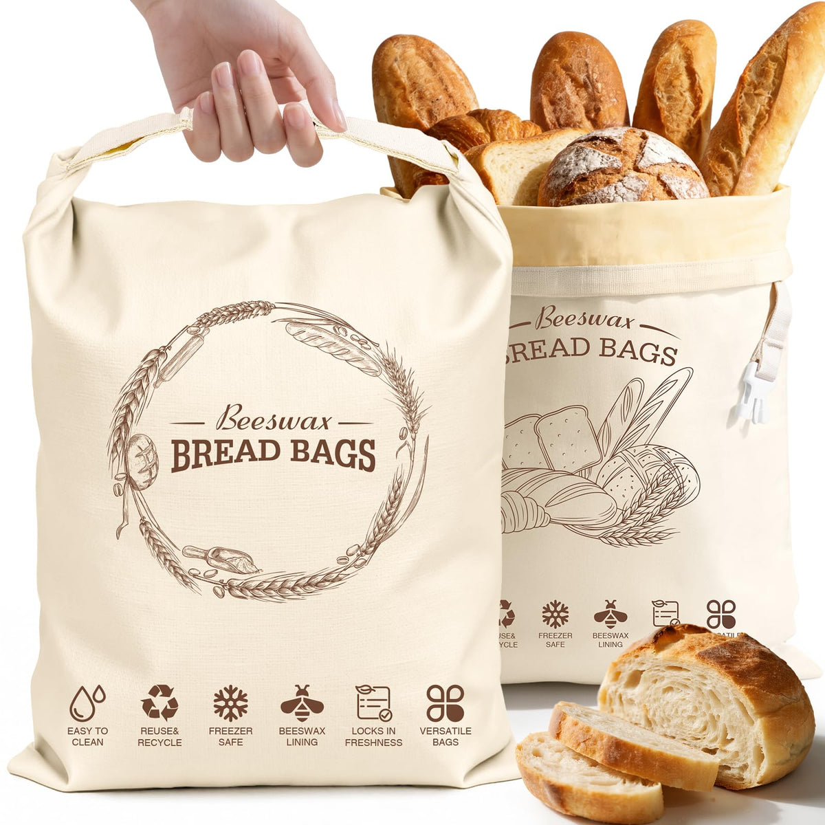 Aofmee beeswax bread bag roll buckle keeps loaves fresh on the go